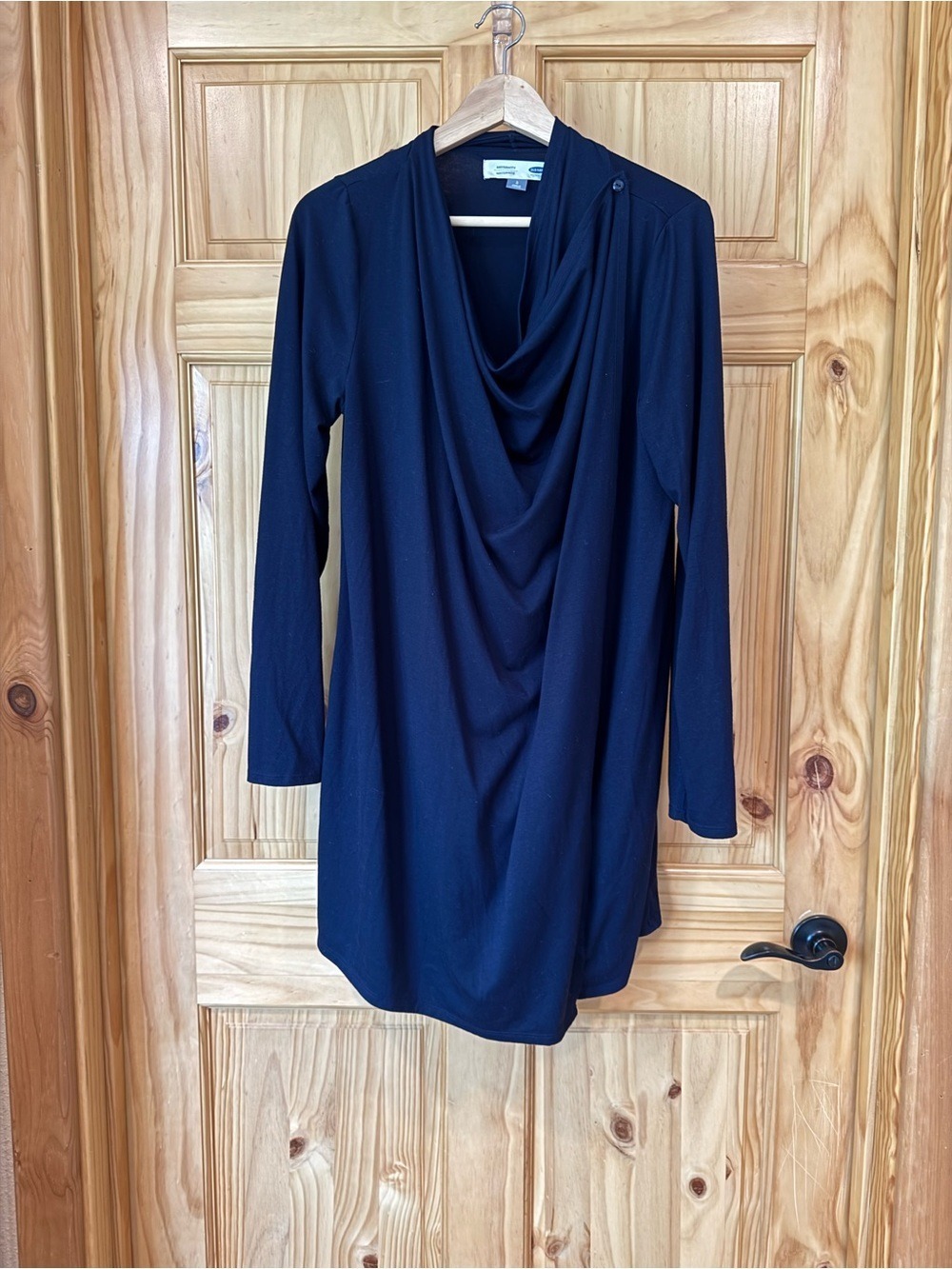 Old Navy Navy Blue Draped Neck Long Sleeve Tunic